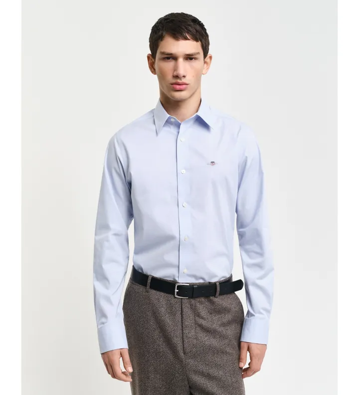 Gant para hombre. 3240171 Camisa Slim Fit De Popelina Elástica azul (M), Casual, Algodón, Manga larga