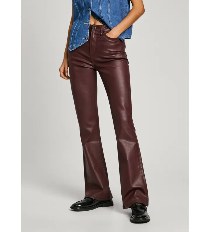 Pepe Jeans para mujer. PL204733YH7 Jeans Flare Hw burdeos (24/30), Casual, Denim, Modal, Sostenible