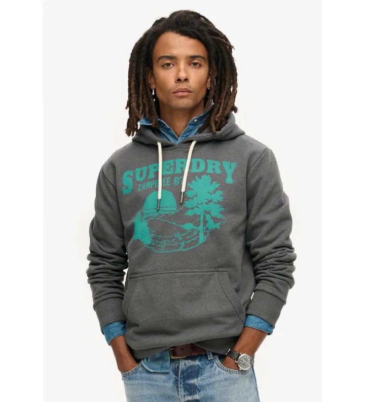 Superdry para hombre. M2013699A Sudadera Lo-Fi Outdoor Graphic gris (M), Casual, Algodón Orgánico, Sostenible