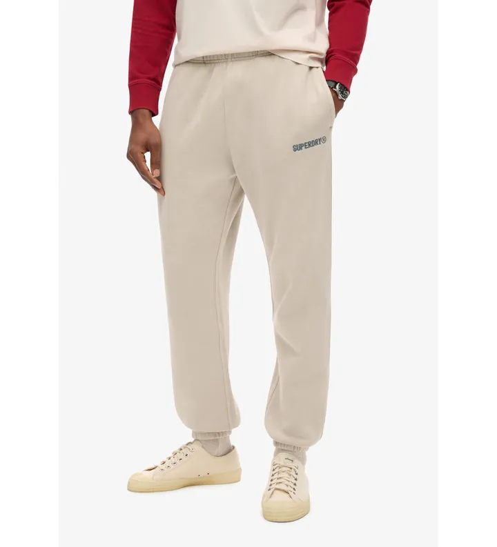 Superdry para hombre. M7011144A Pantalón jogger con micrologotipo estampado beige (XL), Casual, Deportivo, Algodón, Multideporte