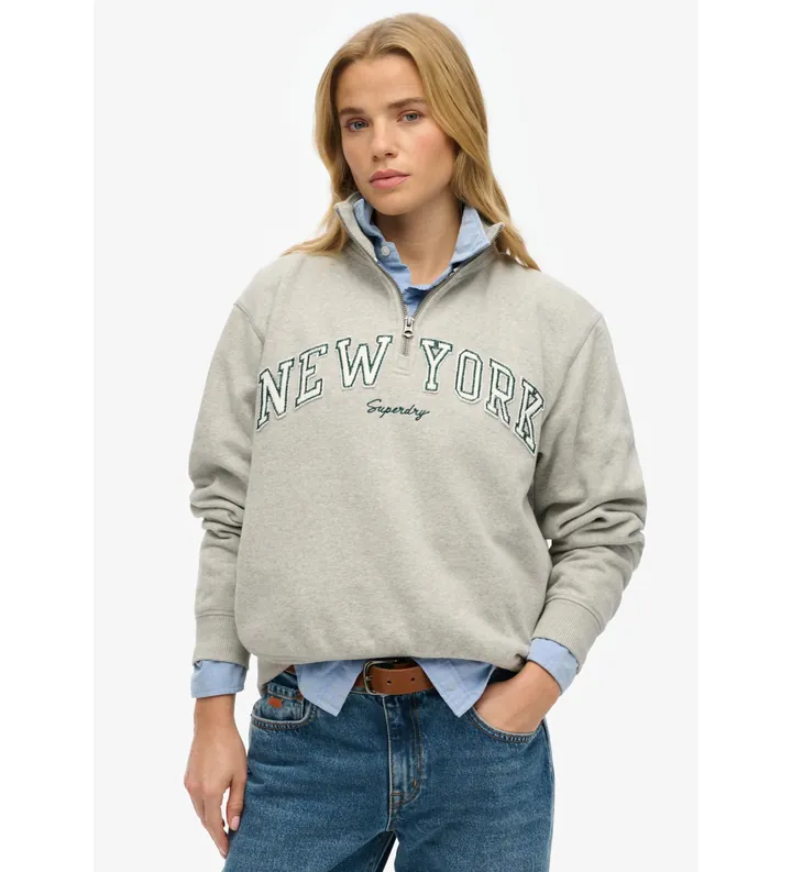Superdry para mujer. W2012259A Sudadera Athletic gris (L), Casual, Algodón