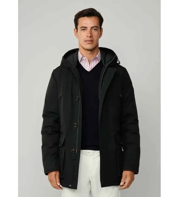 Hackett London para hombre. HM4000035 Parka Hybrid verde (L), Casual, Poliéster