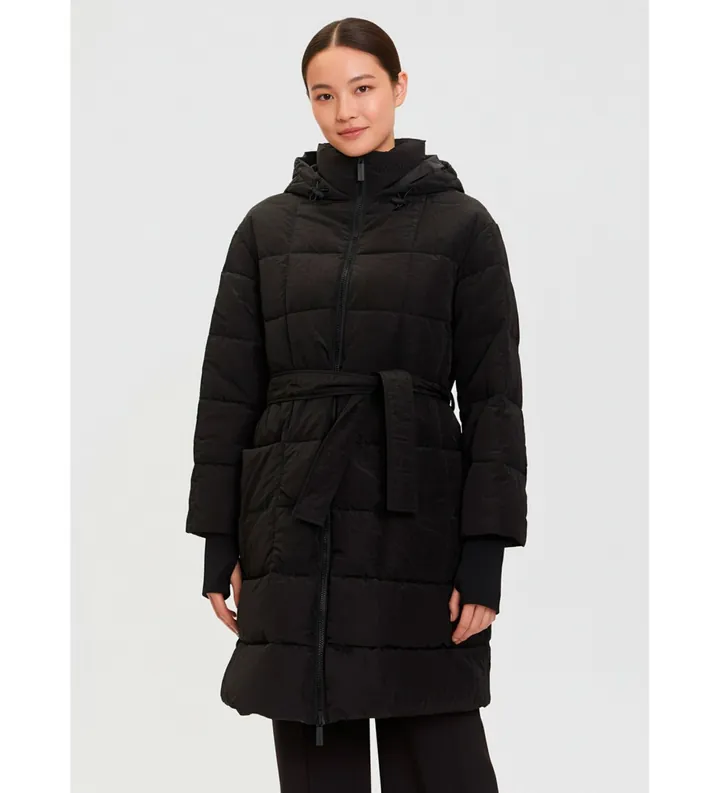 A|X Armani Exchange para mujer. XW000649AF16207UC001 Abrigo con cinturón negro (L), Casual, Poliamida