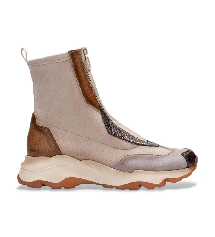 Hispanitas para mujer. CHI254321 Zapatillas de Piel Nepal Bolmet beige (36), 3 a 5cm, Cremallera, Casual