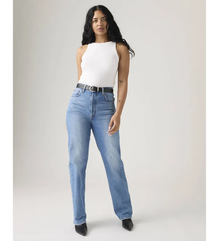 Levi's para mujer. 79078-0008 Jeans de Largo Completo Ribcage azul (24/32), Casual, Algodón, Denim