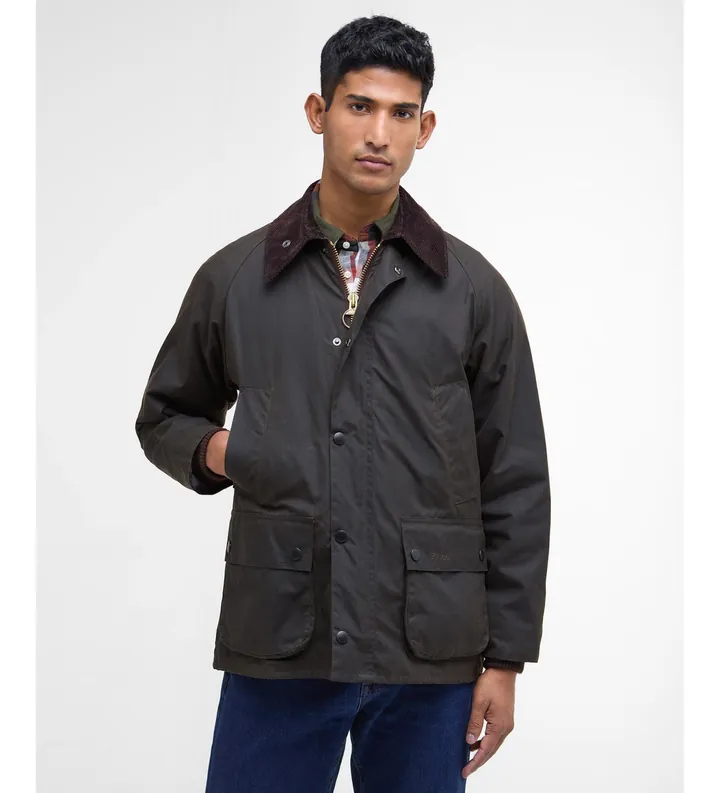 Barbour para hombre. MWX0010 Chaqueta Classic Bedale Encerada marrón (36), Casual, Verde, Algodón