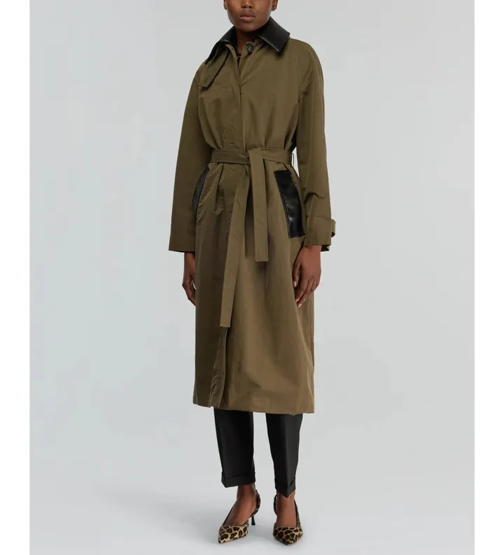 Semicouture para mujer. Y5WW30 Trench Alba verde (38), Casual, Poliamida