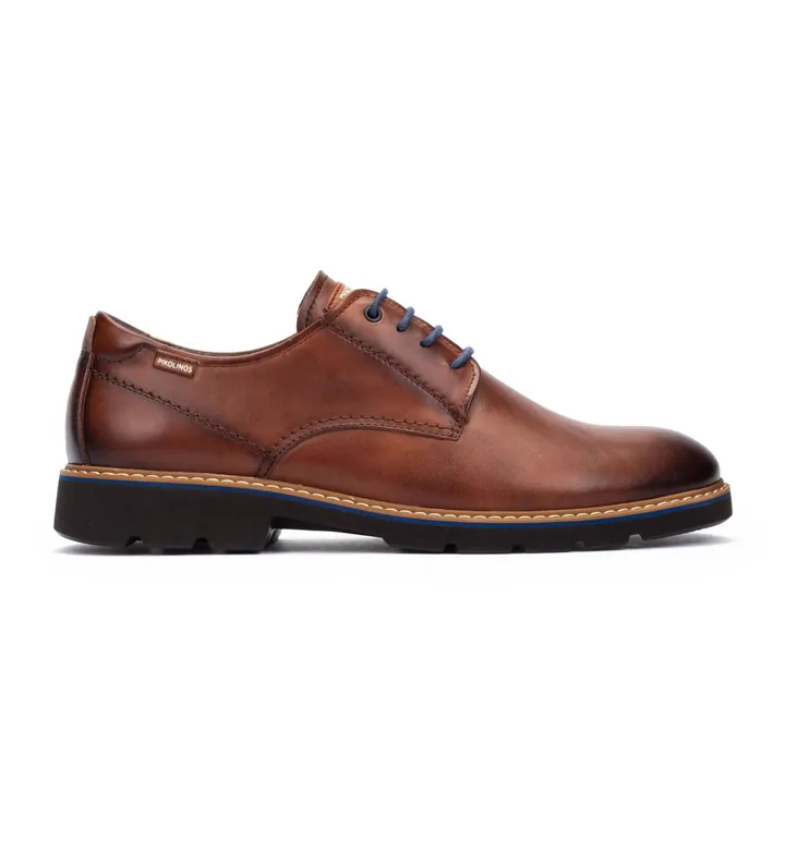 Pikolinos para hombre. M7D-4289 Zapatos de Piel Alarcon marrón (39), Plano, Cordones, Casual