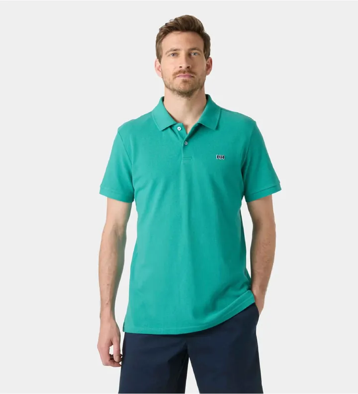 Helly Hansen para hombre. 54543 Polo Hudson verde (L), Casual, Algodón, Manga corta