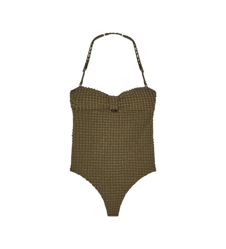 Emporio Armani para mujer. EW003297_AF20247 Bañador Olivia verde (L), Beachwear, Poliéster