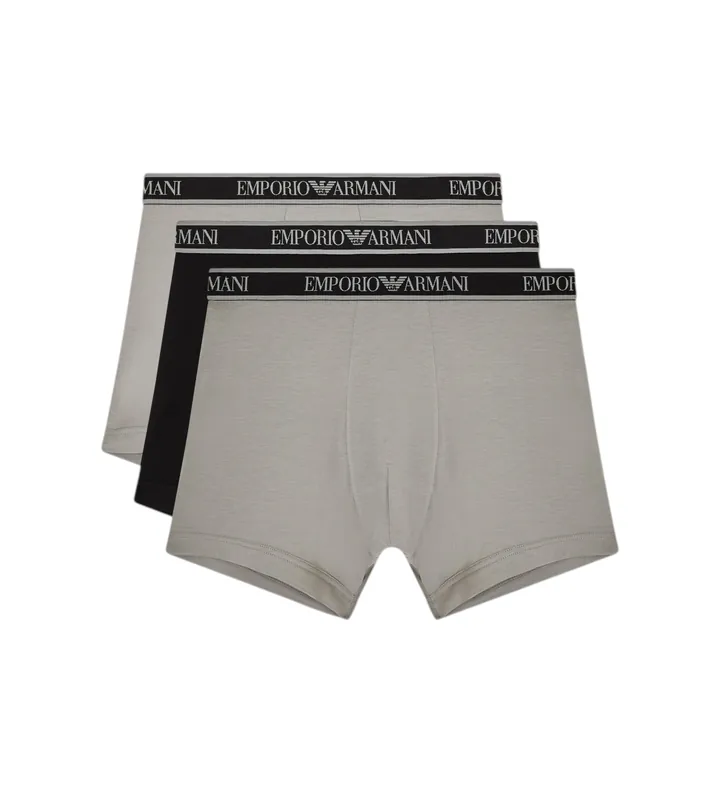 Emporio Armani para hombre. EM000261_AF20669 Set 3 Bóxers Confot negro, gris (L), Homewear, Algodón