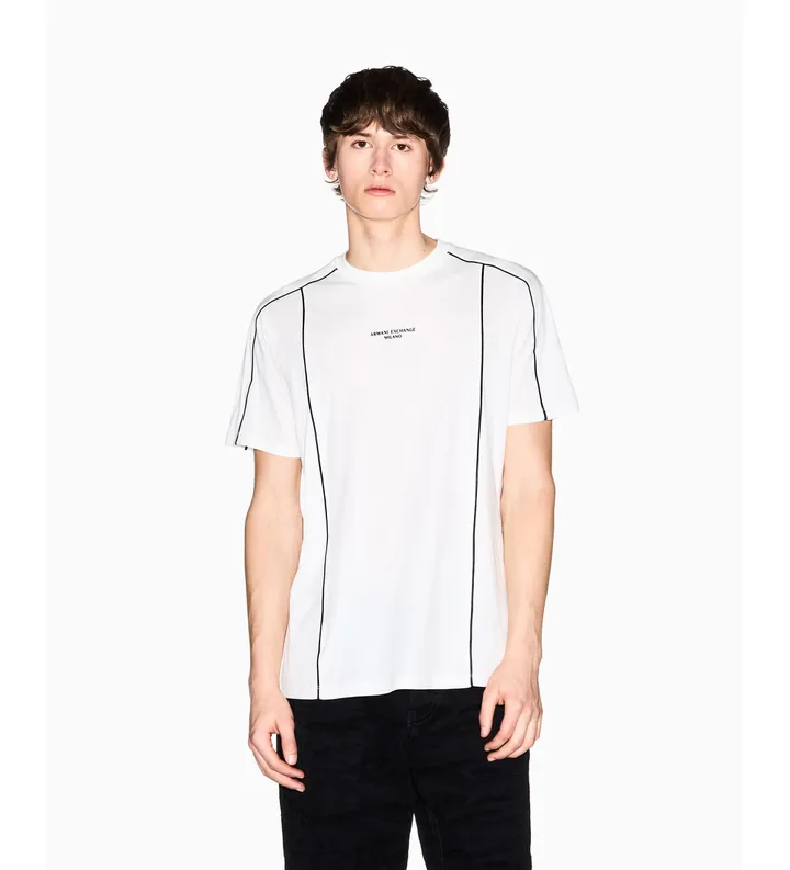 A|X Armani Exchange para hombre. XM002492AF10356U0009 Camiseta Premium blanco (L), Casual, Algodón, Manga corta
