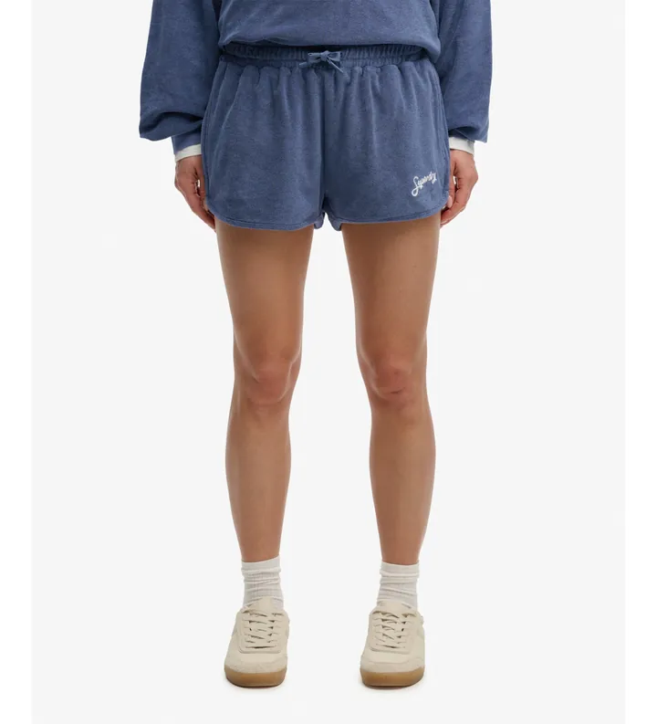 Superdry para mujer. W7110505A Pantalón Cortos Heritage Terry azul (M), Casual, Algodón