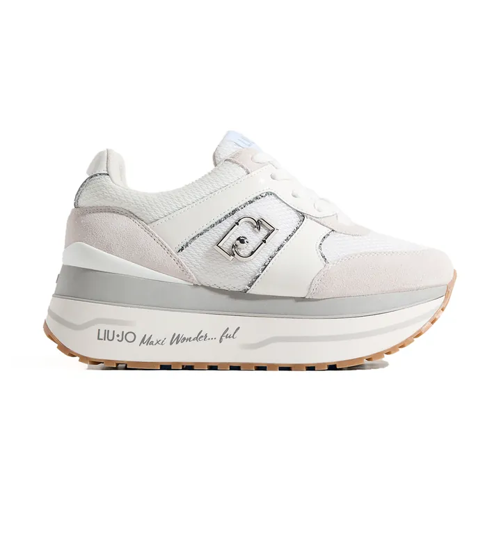 Liu Jo para mujer. BA6019PX80501111 Zapatillas de piel Maxi Wonder Plus 02 blanco (40), 1 a 3cm, Cordones, Casual