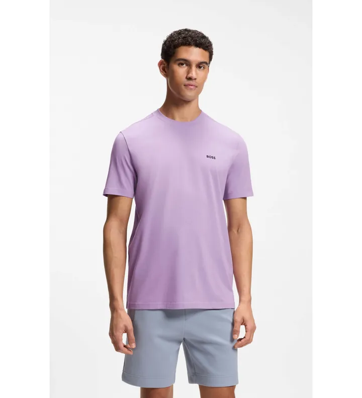 BOSS para hombre. 50506373 Camiseta Detalle lila (L), Casual, Algodón, Manga corta