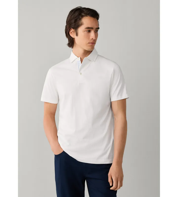 Hackett London para hombre. HM5600197 polo jersey manga corta fit clásico blanco roto (L), Casual, Algodón