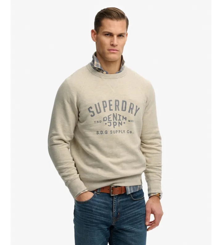 Superdry para hombre. M2014474A Sudadera Merchant Vintage gris (L), Casual, Algodón