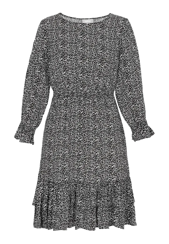 Usha Vestido 'Fashion Look' negro / blanco