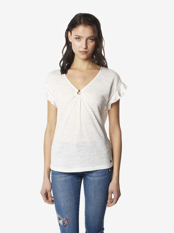 KOROSHI Camiseta blanco moteado