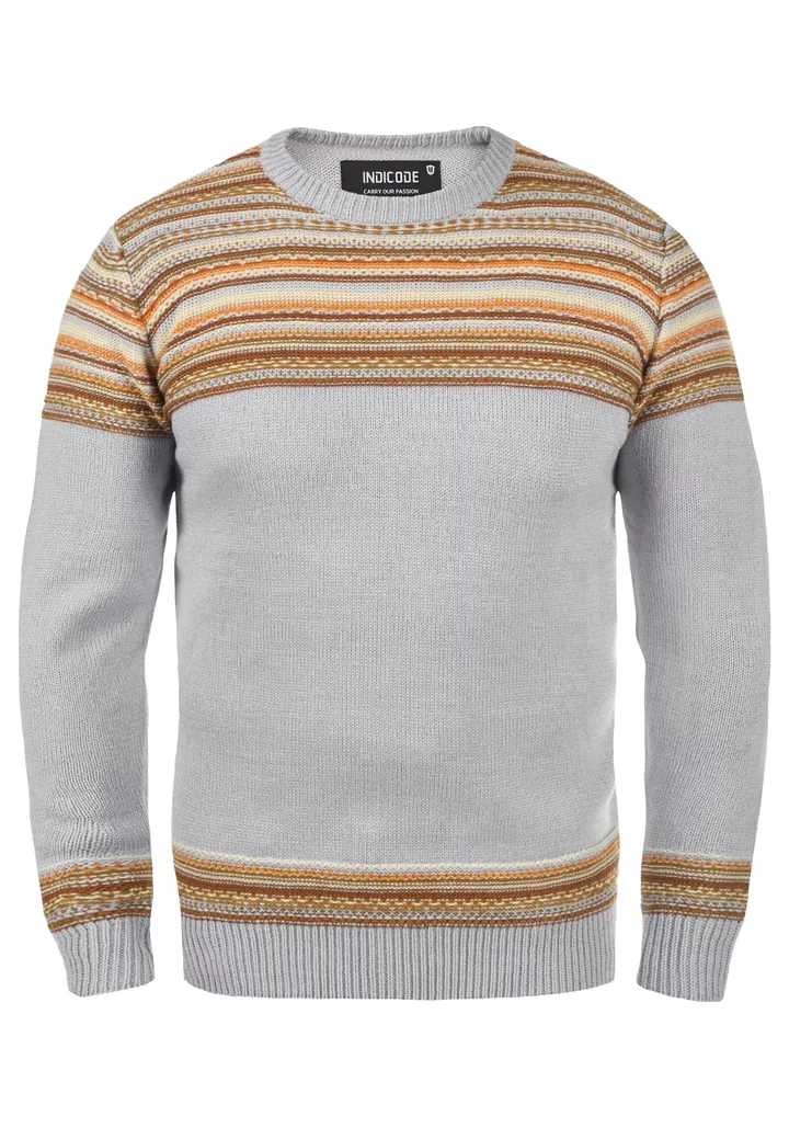 INDICODE JEANS Jersey 'Lurdes'  marrón / gris / caqui / naranja