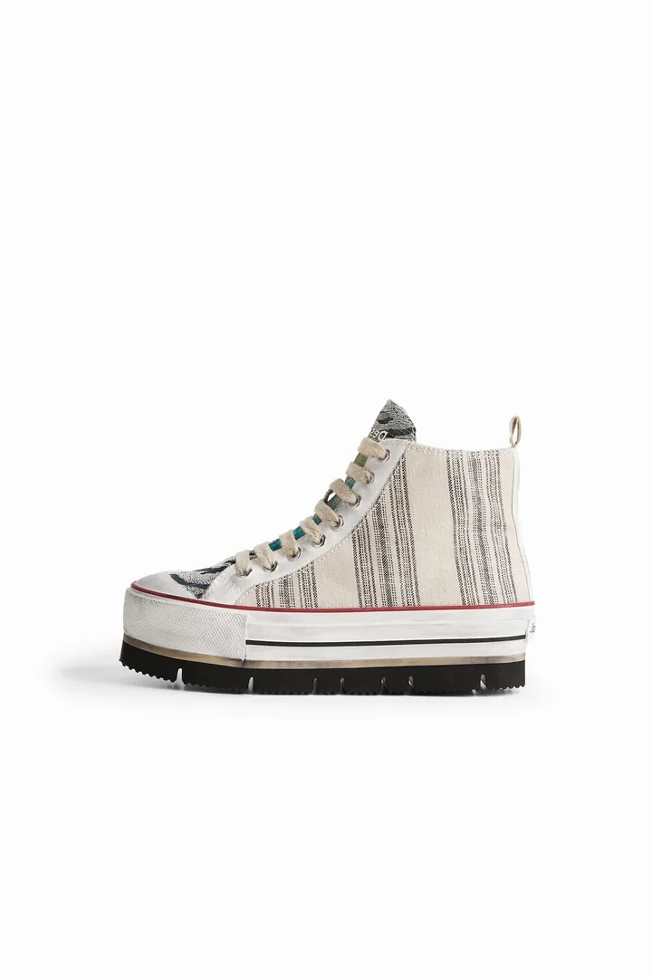Desigual, Sneakers altas plataforma rayas, Poliester, 36
