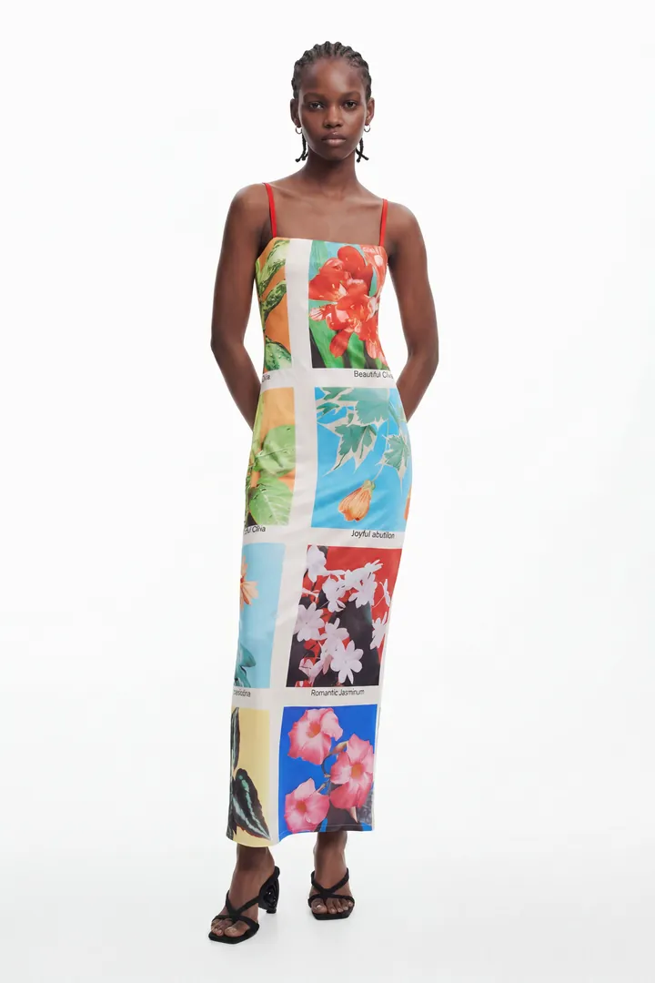 Desigual, Vestido largo postales Tyler McGillivary, Poliester, L