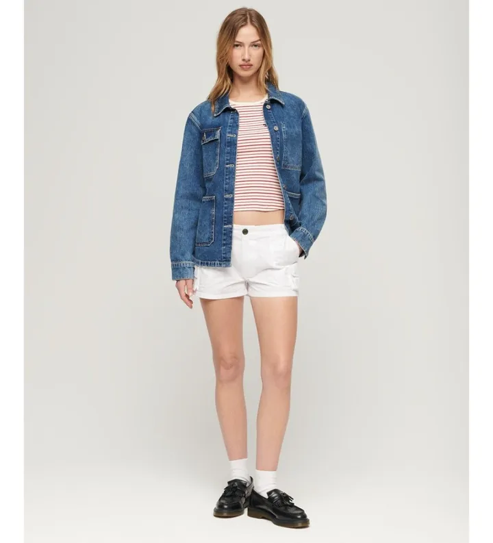 Superdry para mujer. W7110406A Short cargo Vintage Utility blanco (L), Casual, Algodón