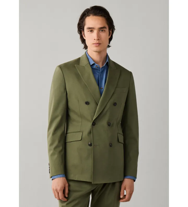 Hackett London para hombre. HM4700080 Americana Cott Stretch verde oliva (40/32), Clásico, Modal