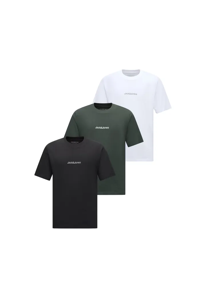 JACK & JONES Camiseta 'JCOECHO' verde oscuro / negro / blanco