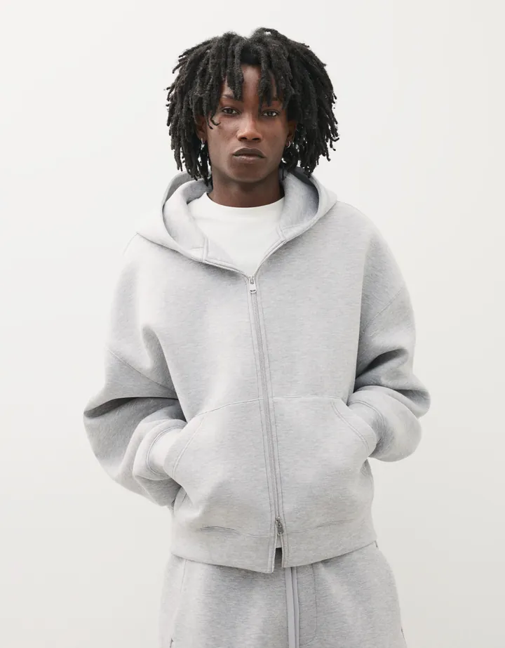 Bershka Sudadera Capucha Técnica Hombre L Gris
