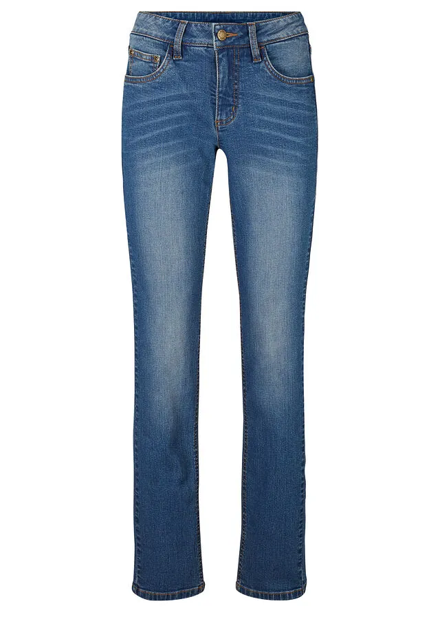 Vaqueros straight, mid waist, elásticos