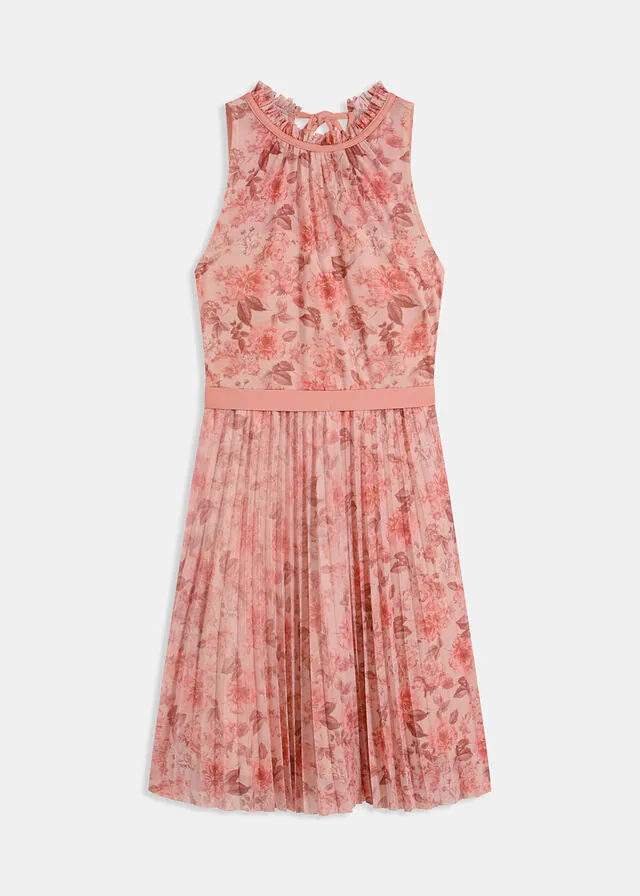 Vestido mini con tul fino y plisado