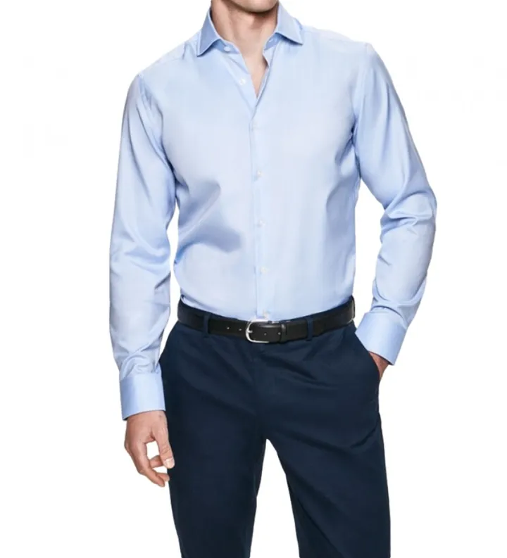 Hackett London para hombre. HM308232 Camisa Oxford Slim Fit azul (150), Algodón, Clásico, Manga larga
