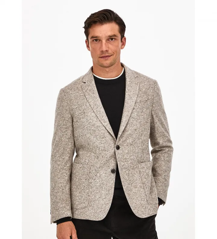 Hackett London para hombre. HM443100 Americana Boucle Gris (38/32), Marrón, Casual, Clásico, Acrílico, Manga larga