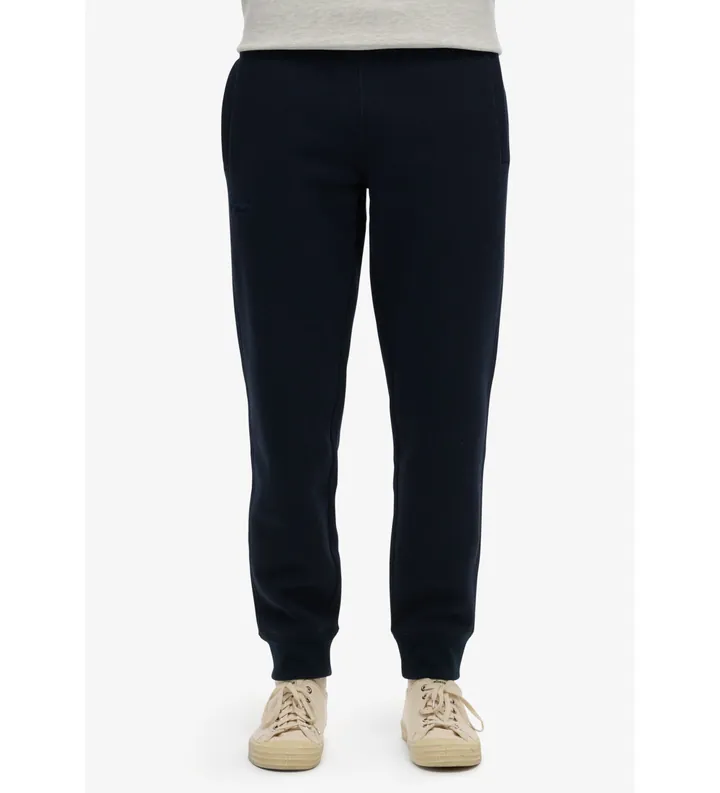 Superdry para hombre. M7011170A Pantalón jogger con logotipo Essential marino (S), Casual, Deportivo, Algodón, Multideporte, Sostenible