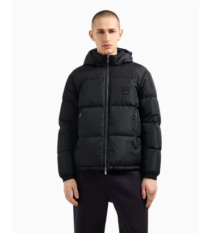 A|X Armani Exchange para hombre. XM000348AF12286UB101 Chaqueta de plumas negro (L), Casual, Poliamida, Marino