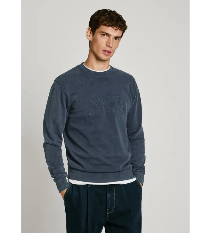 Pepe Jeans para hombre. PM582760 Sudadera Darius Crew azul (L), Casual, Sostenible