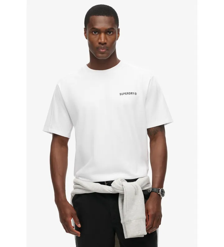 Superdry para hombre. M1012083A Camiseta de corte relajado Tech blanco (L), Casual, Algodón, Manga corta