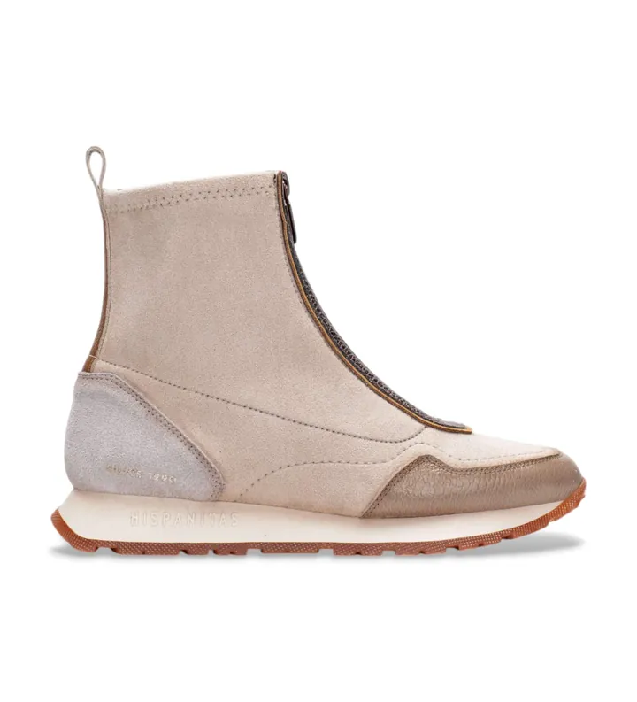 Hispanitas para mujer. HI254354 Zapatillas de Piel Kansas beige (36), Plano, Cremallera, Casual