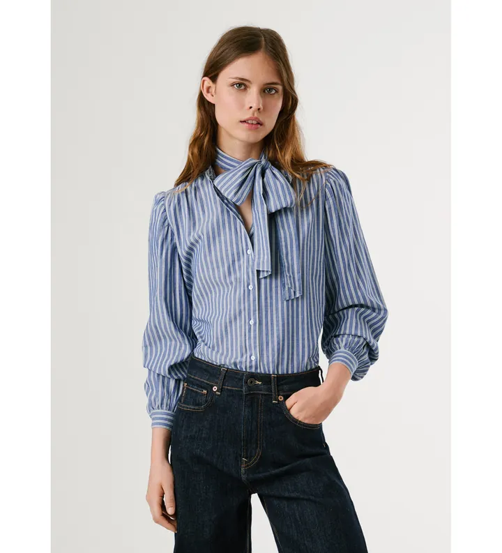 Pepe Jeans para mujer. PL3051268 Camisa Maty azul (L), Casual, Algodón, Manga larga