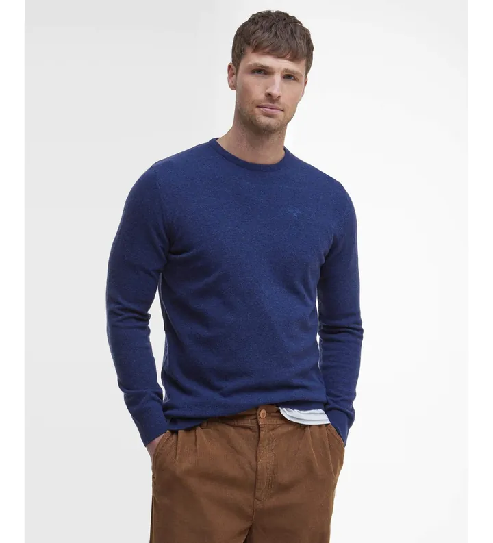 Barbour para hombre. MKN0345 Jersey Essential azul (XXL), Casual, Lana, Poliéster