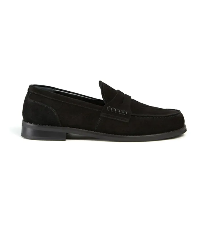 Semicouture para mujer. Y5WZ03 Mocasines de ante Damienne negro (38), Plano, Ninguno, Casual