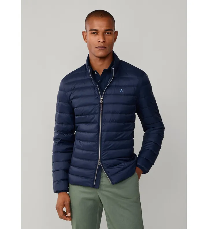 Hackett London para hombre. HM4000099 Chaqueta Ultra Down Moto marino (XL), Casual, Nylon