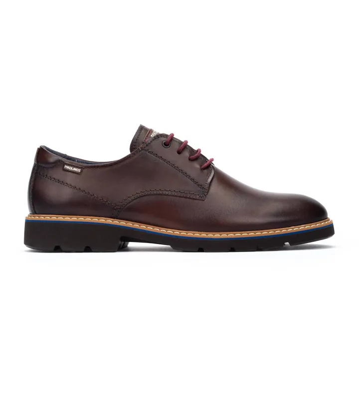 Pikolinos para hombre. M7D-4289 Zapatos de Piel Alarcon marrón oscuro (39), Plano, Cordones, Casual