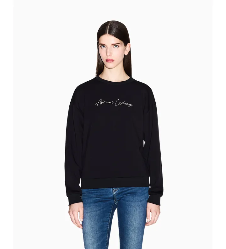 A|X Armani Exchange para mujer. XW000835AF13397MC021 Sudadera Básica negro (L), Casual, Viscosa