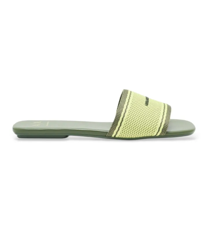 A|X Armani Exchange para mujer. XW002569AF22793M7208 Sandalias Renew verde (36), Tela, Plano, Ninguno, Casual