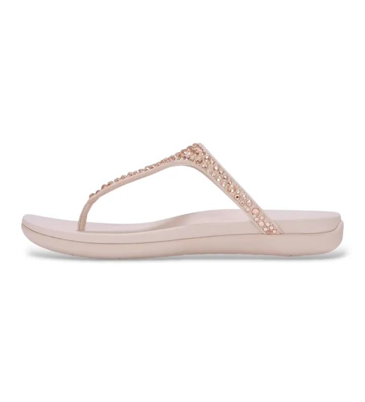 Fitflop para mujer. A5Y-C53 Sandalias de Piel Solay Mixed-Crystal Toe-Post nude (37), 1 a 3cm, Ninguno, Casual