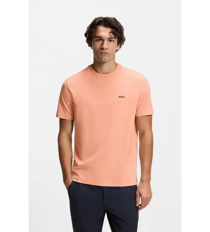 BOSS para hombre. 50506373 Camiseta Detalle naranja (L), Casual, Algodón, Manga corta