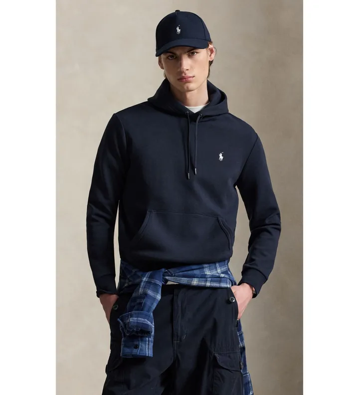 Polo Ralph Lauren para hombre. 710907092002 Sudadera de punto doble con capucha marino (L), Casual, Algodón, Manga larga