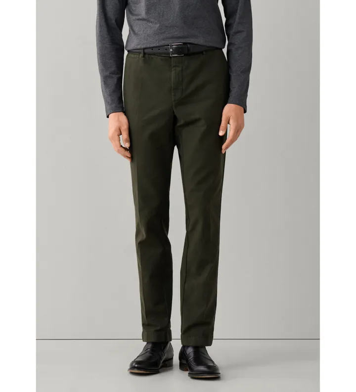 Hackett London para hombre. HM2100188 Pantalón Devon Texture verde (32/32), Casual, Algodón, Clásico